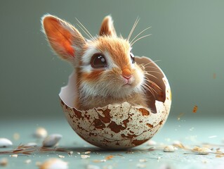 Design adorable illustrations of baby bunnies hatching from eggs