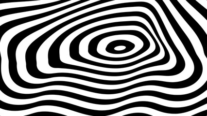 3D Illusion in abstract psychedelic op art striped circle lines pattern. Vector illustration