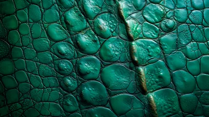 Fototapeten Green crocodile leather texture © EwaStudio