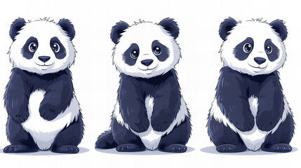 Obraz premium funny comic panda stickers collection