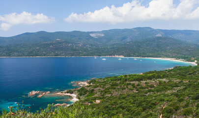 Fototapeta na wymiar Cupabia beach. Coastal landscape of Corsica island