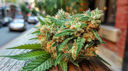 Obraz premium Close up of marijuana strain. Medical cannabis bud