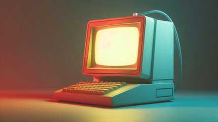 Vintage computer with a glowing CRT screen, a trip down memory lane for enthusiasts of retro technology