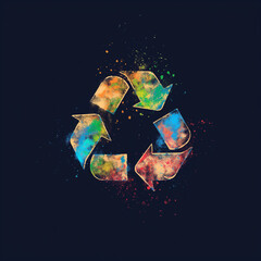 Abbiamo cura del pianeta. Simbolo del riciclo - obrazy, fototapety, plakaty