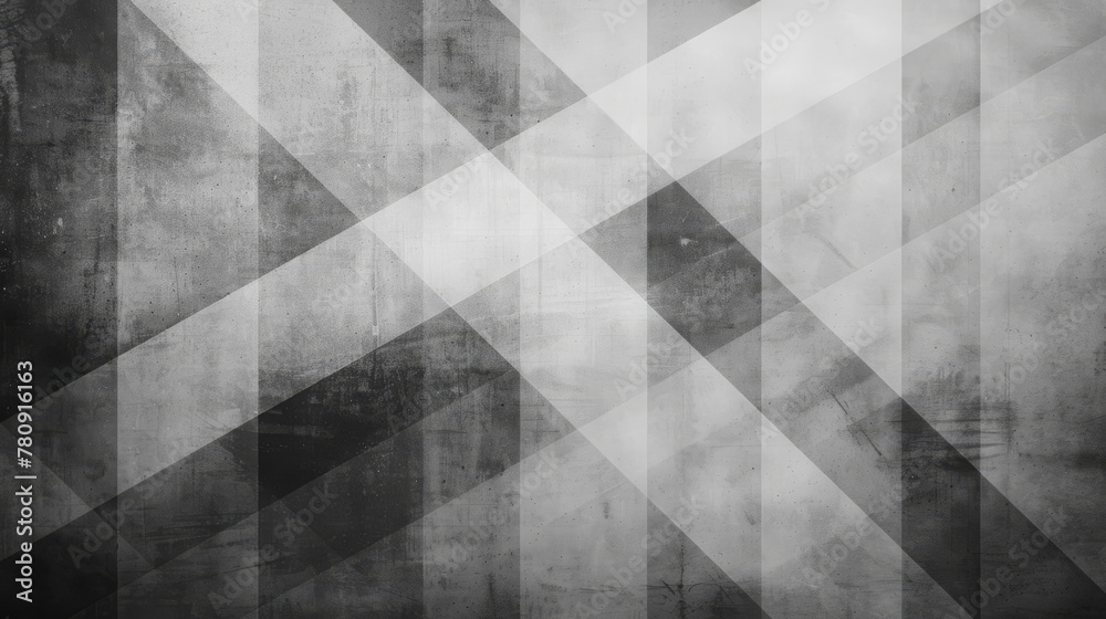 Poster Grungy black and white abstract pattern with geometric shapes and textures