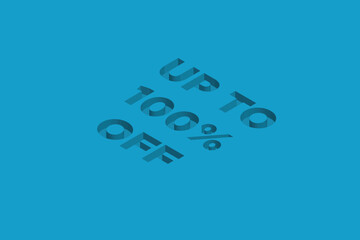 100% Discount on Super promotion. Super sale business banner on blue background. Vector illustration Eps Cs6.