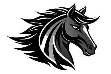 Stylized Black Horse Head Silhouette 