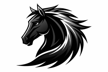 Stylized Black Horse Head Silhouette 