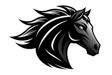 Stylized Black Horse Head Silhouette 