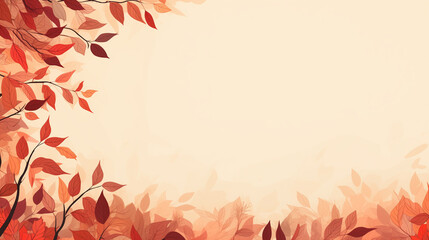 Autumn Leaves Border, Warm Tones, Seasonal Fall Design with Copy Space.