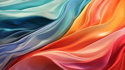 Obraz premium Vibrant Silk Fabric Waves, Multicolor, Dynamic Flowing Cloth Background