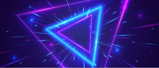 Futuristic Neon Colored Triangle Background