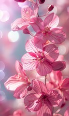 A close up of a pink flower with blurry background. Generative AI.