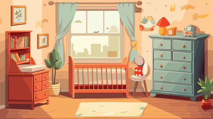 Baby room with furniture. Nursery interior. 2d flat