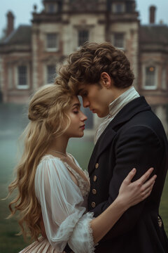 Victorian couple sharing a tender moment