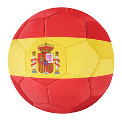 Soccer ball with Spain team flag isolated on white