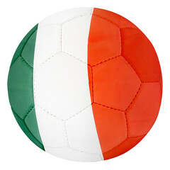 Soccer ball with Italy team flag isolated on white