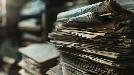 A stack of old-fashioned newspapers