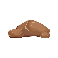 Brown stones isolated on a white background. Design elements. Vector illustration.
