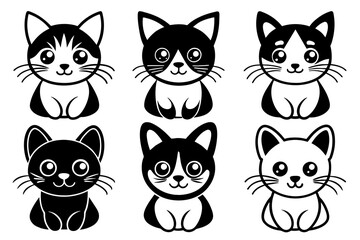 Cute Cat Icon Vector Illustration 