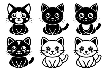 Cute Cat Icon Vector Illustration 