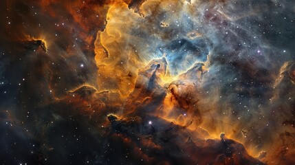 Spectacular Cosmic Nebula with Swirling Gases and Vibrant Celestial Hues in the Vast Universe - obrazy, fototapety, plakaty