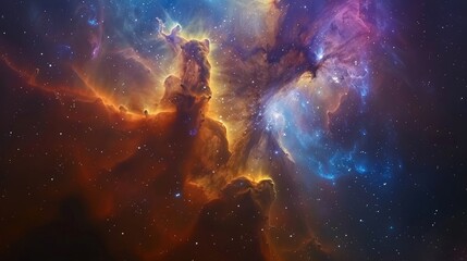 Fototapeta na wymiar Mesmerizing Cosmic Nebula Cloud Filled with Vibrant Interstellar Colors and Celestial Energy