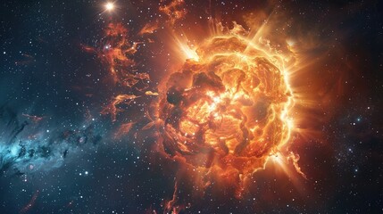 Majestic Celestial Explosion Illuminates the Boundless Cosmos with Captivating Radiance - obrazy, fototapety, plakaty