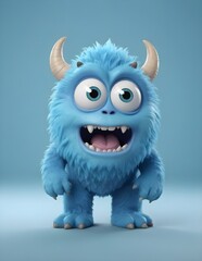 Fototapeta premium A Blue cartoon monster animal