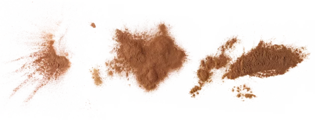 Foto auf Acrylglas Set cinnamon powder scattered isolated on white, texture  © dule964
