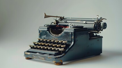 A vintage typewriter sitting elegantly against a white backdrop.