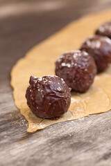 Chocolate truffles with Brazil nuts