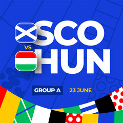 Scotland vs Hungary football 2024 match versus. 2024 group stage championship match versus teams intro sport background, championship competition