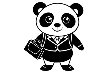 Cute panda t in School Uniform with Bag 