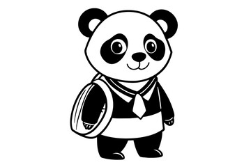 Cute panda t in School Uniform with Bag 