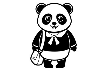 Cute panda t in School Uniform with Bag 