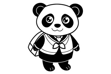Cute panda t in School Uniform with Bag 