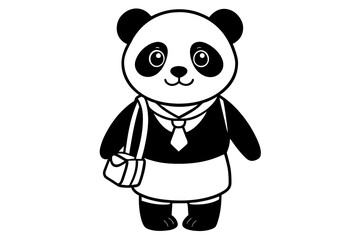 Cute panda t in School Uniform with Bag 