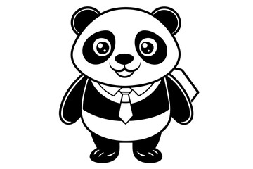 Cute panda t in School Uniform with Bag 