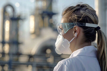 Environmental scientists study atmospheric pollutants, assessing climate change impacts on air pollution levels, respiratory health. - obrazy, fototapety, plakaty