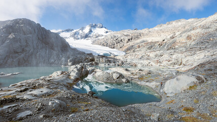 New Zealand mountain landscape of Mt Brewster with snow and glacier