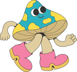 Retro groovy mushroom mascot