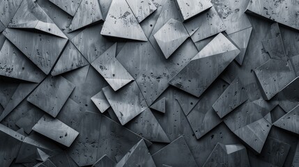 Geometric concrete wall design with abstract triangular shapes