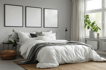 Spacious Bedroom With Large Bed and Three Pictures on Wall