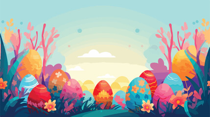 Fototapeta na wymiar Beautiful Easter Egg Background Vector Illustration