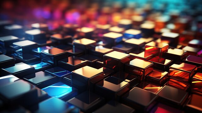 abstract background with cubes in blue and orange color abstract background with cubes in blue and orange color