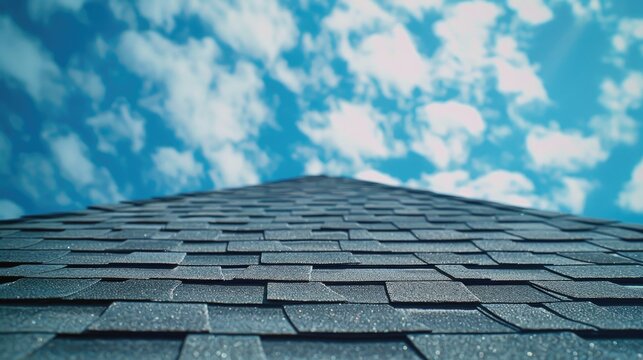 A simple image of a house roof with a clear blue sky in the background. Suitable for various concepts and designs