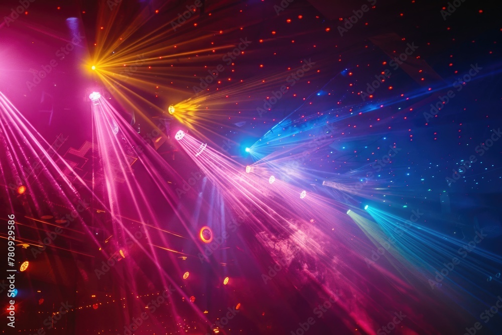 Poster bright lights on a stage, suitable for event and concert concepts
