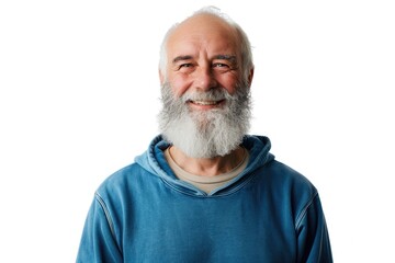 A man wearing a blue hoodie and sporting a beard. Great for lifestyle and casual wear concepts
