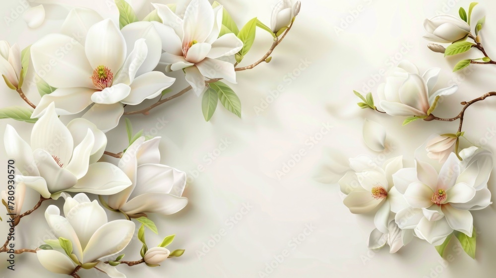 Poster close-up view of colorful flowers on a white background, suitable for various design projects
